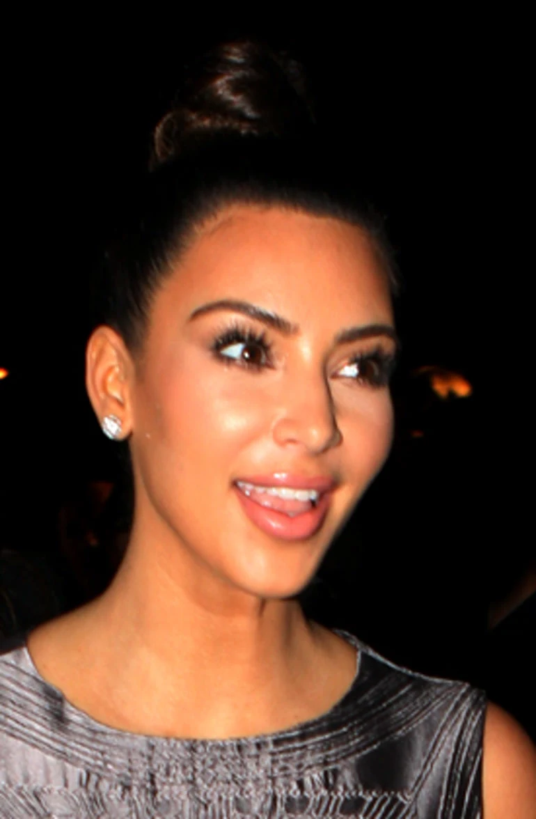 Kim Kardashian at an editorial event accompanying a reference to Vogue's salmon sperm facial article